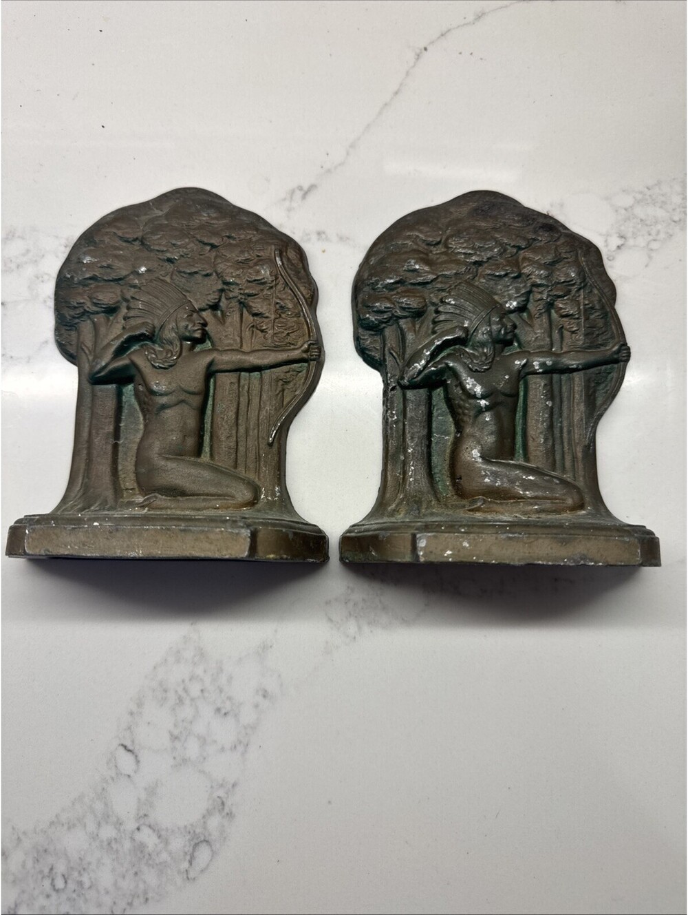 Antique  ast iro Book Ends Indians L.d.b.co